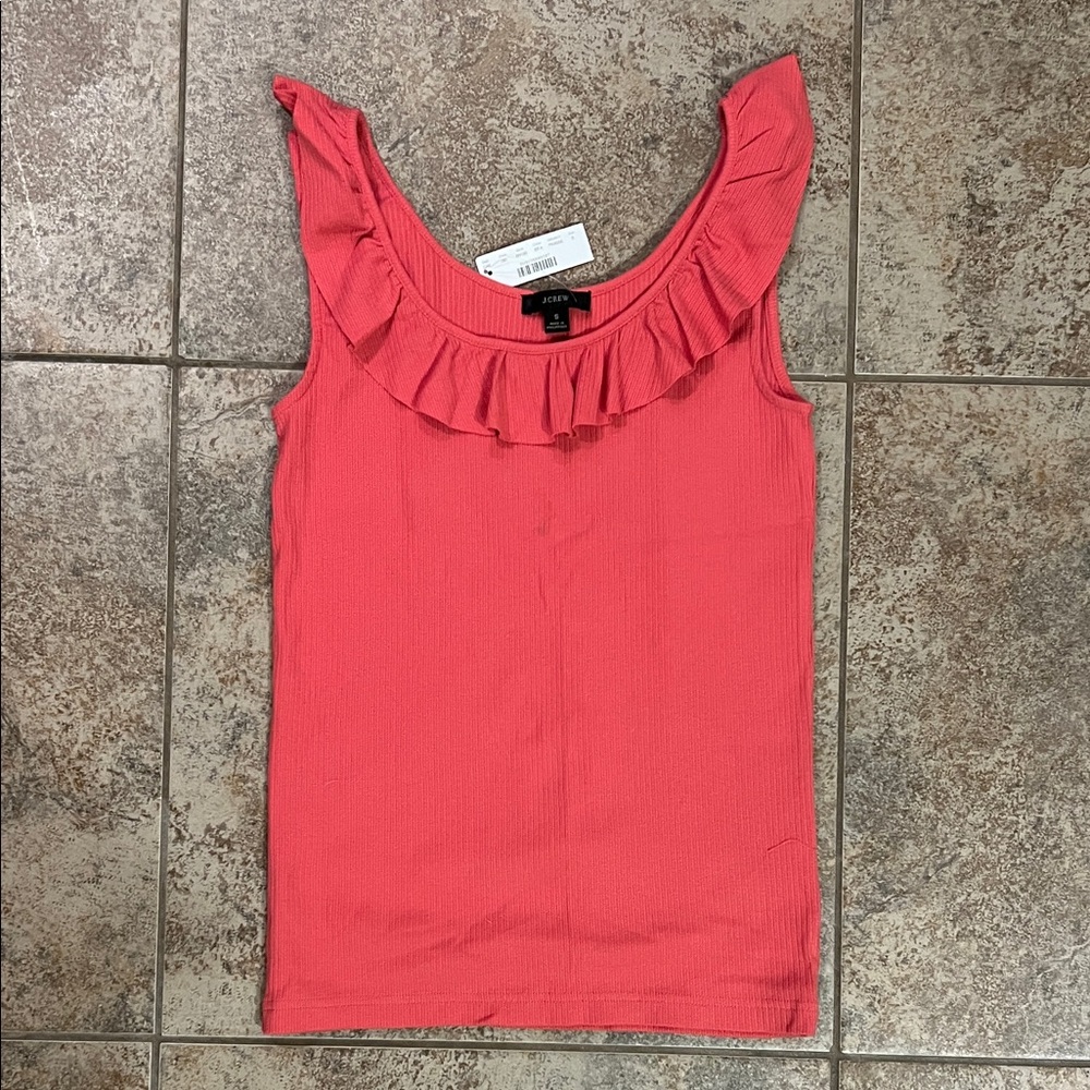 J. Crew Pink Ruffle Tank Top